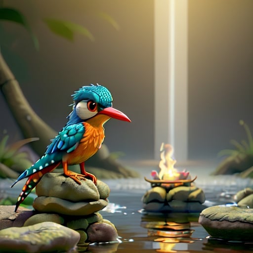 Prompt: As kingfishers catch fire, dragonflies draw flame;
As tumbled over rim in roundy wells
Stones ring; like each tucked string tells, each hung bell's
Bow swung finds tongue to fling out broad its name;
Each mortal thing does one thing and the same:
Deals out that being indoors each one dwells;
Selves — goes itself; myself it speaks and spells,
Crying Whát I dó is me: for that I came.

I say móre: the just man justices;
Keeps grace: thát keeps all his goings graces;
Acts in God's eye what in God's eye he is —
Chríst — for Christ plays in ten thousand places,
Lovely in limbs, and lovely in eyes not his
To the Father through the features of men's faces.

As Kingfishers Catch Fire
BY GERARD MANLEY HOPKINS 