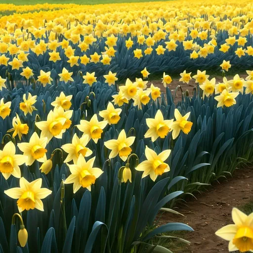 Prompt: a field of daffodils with a star filled sky, I wandered lonely as a cloud That floats on high o'er vales and hills When all at once I saw a crowd A host  of golden daffodils Beside the lake  beneath the trees Fluttering and dancing in the breeze Continuous as the stars that shine And twinkle on the milky way They stretched in never-ending line Along the margin of a bay Ten thousand saw I at a glance Tossing their heads in sprightly dance The waves beside them danced  but they Out-did the sparkling waves in glee A poet could not but be gay In such a jocund company I gazed—and gazed—but little thought What wealth the show to me had brought For oft  when on my couch I lie In vacant or in pensive mood They flash upon that inward eye Which is the bliss of solitude And then my heart with pleasure fills And dances with the daffodils,I Wandered Lonely as a Cloud, William Wordsworth, David Martin, naturalism, award - winning photo, a matte painting