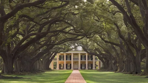 Prompt: Oak Alley Plantation, looking towards the main house from the direction of the Mississippi River.

a house is surrounded by trees and grass on a sunny day with a path leading to it and a brick walkway leading to the front door, Balcomb Greene, american romanticism, award-winning photograph, a digital rendering

"Step into the timeless elegance of Oak Alley Plantation as you reimagine the iconic view looking towards the main house from the direction of the Mississippi River.

Capture the grandeur of the plantation's majestic oak-lined pathway, where centuries-old trees create a dramatic canopy overhead, casting dappled shadows on the winding path below.

Experiment with perspective and composition to evoke a sense of depth and scale, drawing viewers into the scene as they follow the pathway towards the stately main house in the distance.

Explore the interplay of light and shadow as the golden hues of the setting sun illuminate the plantation grounds, infusing the landscape with warmth and vitality.

Consider incorporating elements of history and narrative into your interpretation of Oak Alley Plantation, inviting viewers to reflect on the complex legacy of the antebellum South and the lives of those who lived and worked on the plantation.

Whether you choose to work with traditional mediums such as paint or pencil, or explore digital techniques and mixed media, let your imagination take flight as you breathe new life into this iconic Southern landmark.

Embrace the spirit of discovery and exploration as you embark on a journey through time and space, inviting viewers to join you on a captivating artistic voyage through the splendor of Oak Alley Plantation."