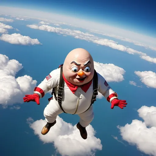 Prompt: Humpty Dumpty skydiving