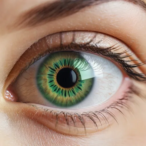 Prompt: realistic, close-up of the eye of a green eye human. professional quality,  high resolution, photo,