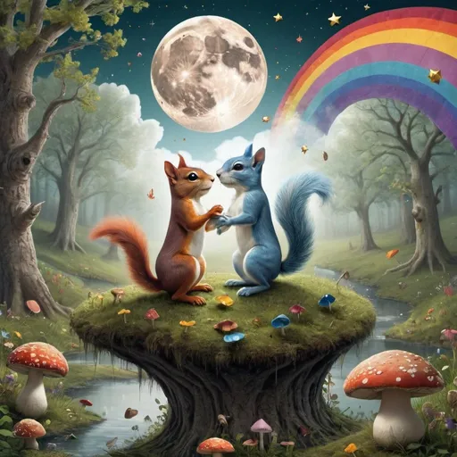 Prompt: 
In the land of fizz and fuzzle,
Where squirrels dance and puzzles puzzle,
The moon wears hats of polka dots,
And rivers sing in teapots.

The sun sneezes rainbow confetti,
As clouds race in a whirlwind petty.
Trees gossip with the whispering wind,
While mushrooms waltz with frogs, my friend.

Stars giggle in the velvet sky,
And unicorns soar, oh so high!
Cats wear shoes, and dogs wear hats,
In this world of topsy-turvy chats.

But hush now, don't make a peep,
For in this world, the dreams do creep.
Where logic's lost, and chaos reigns,
In nonsense land, where joy remains.