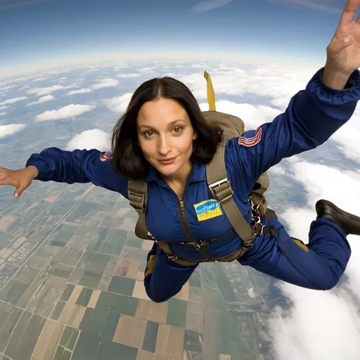 Prompt: Mona Lisa skydiving