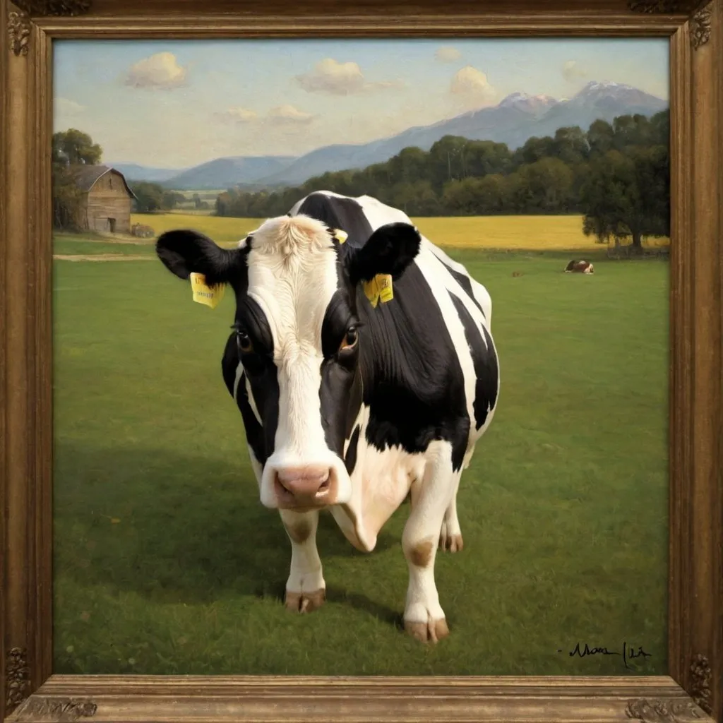 Prompt: "Mona Lisa" cow tipping