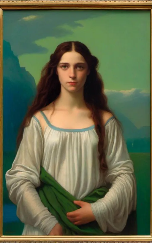 Prompt: a painting of Helen of Troy long hair, on a smile on her face, with a green background and a blue sky, Fra Bartolomeo, academic art, renaissance oil painting, a painting  in the style of  Mona Lisa
<mymodel>