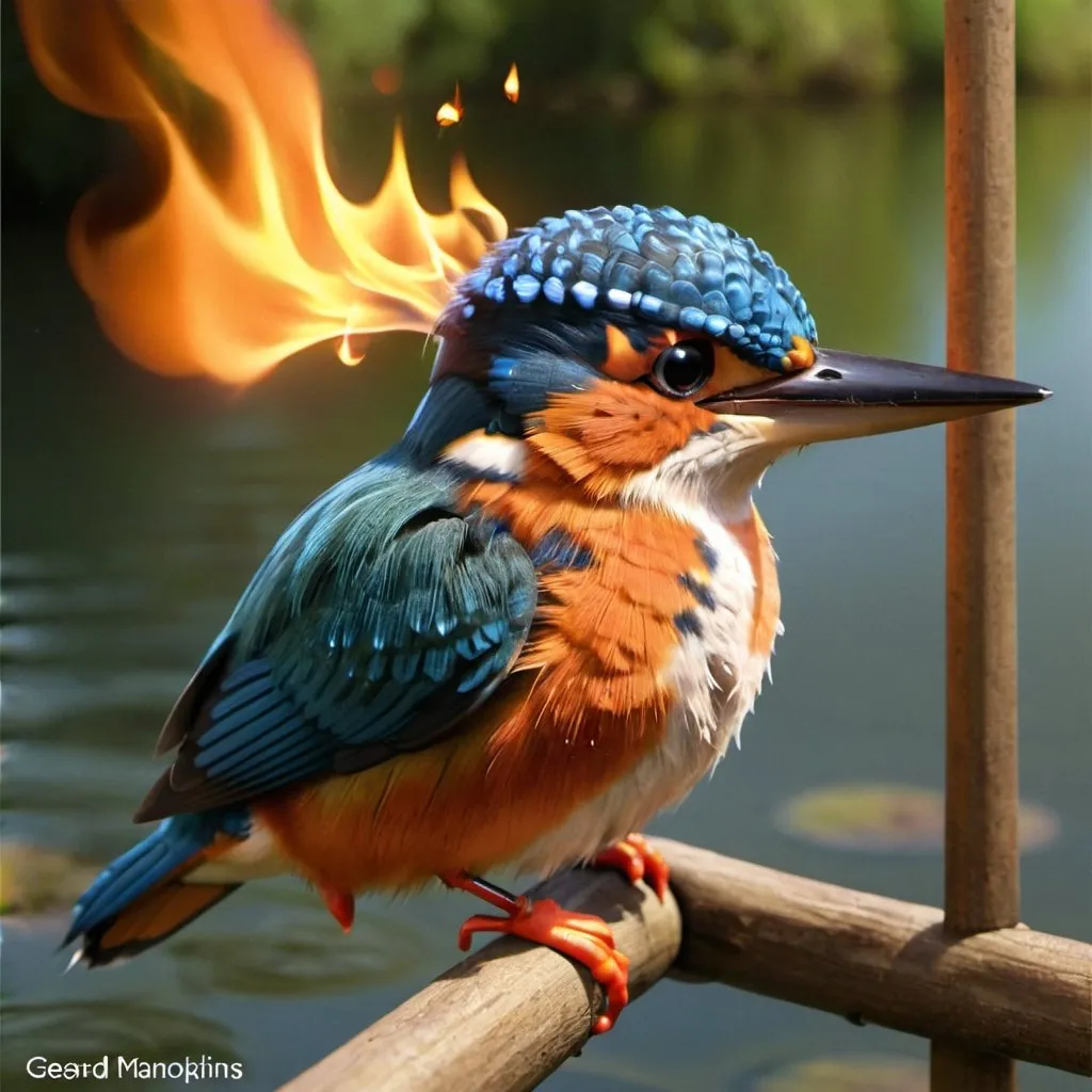 Prompt: As kingfishers catch fire, dragonflies draw flame;
As tumbled over rim in roundy wells
Stones ring; like each tucked string tells, each hung bell's
Bow swung finds tongue to fling out broad its name;
Each mortal thing does one thing and the same:
Deals out that being indoors each one dwells;
Selves — goes itself; myself it speaks and spells,
Crying Whát I dó is me: for that I came.

I say móre: the just man justices;
Keeps grace: thát keeps all his goings graces;
Acts in God's eye what in God's eye he is —
Chríst — for Christ plays in ten thousand places,
Lovely in limbs, and lovely in eyes not his
To the Father through the features of men's faces.

As Kingfishers Catch Fire
BY GERARD MANLEY HOPKINS 