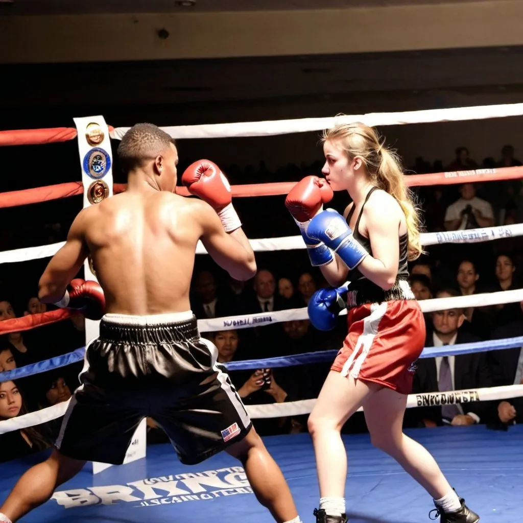 Prompt: A 21-year-old woman knocks out boyfriend in an officially sanctioned boxing match.
