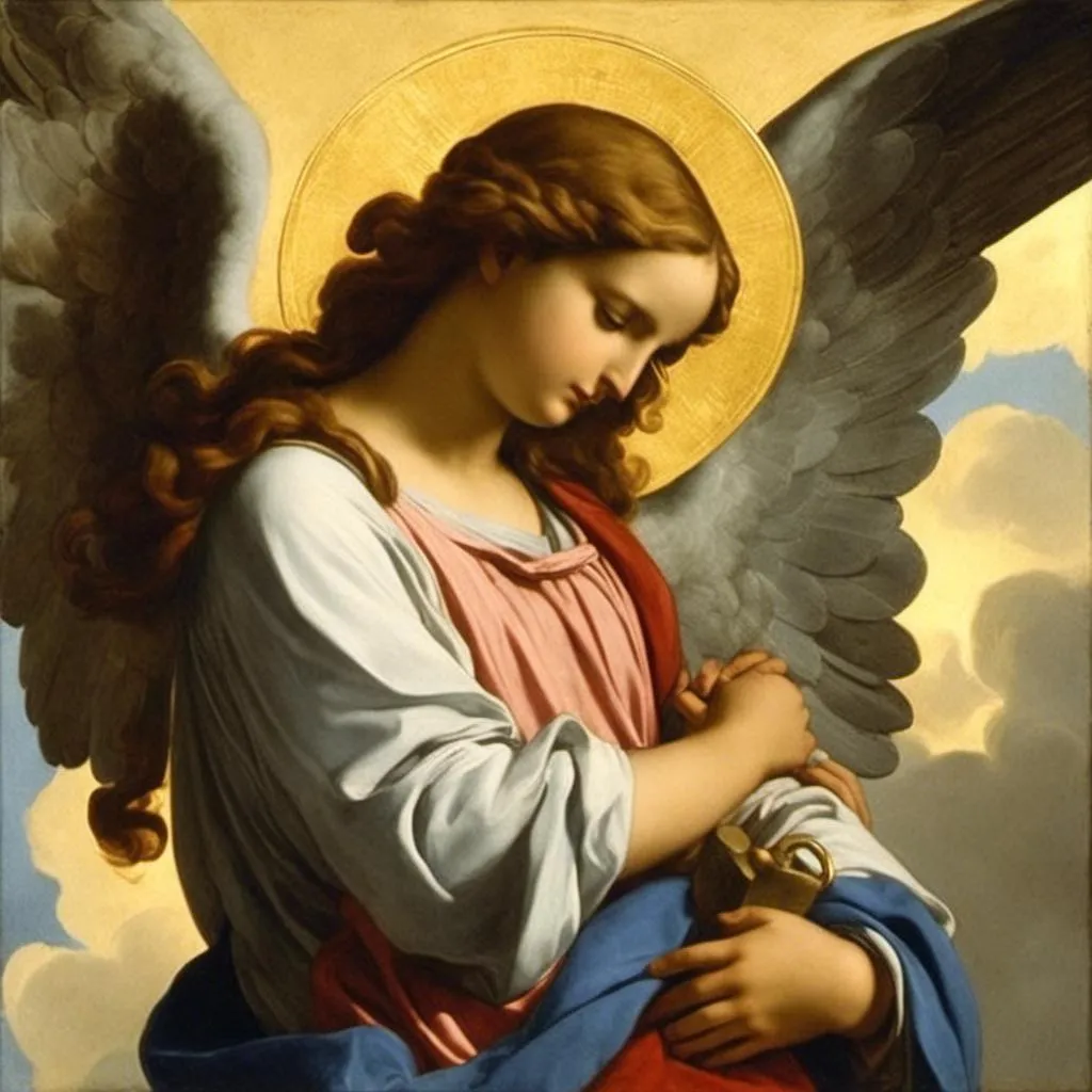 Prompt: Guardian Angel Prayer
Angel of God,
my guardian dear,
To whom God's love
commits me here,
Ever this day,
be at my side,
To light and guard,
Rule and guide.


<mymodel>