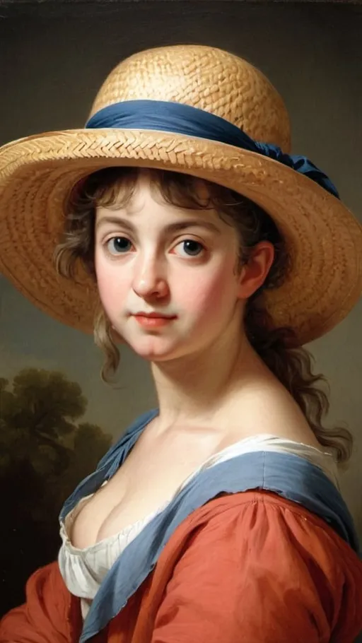 Prompt: Self-portrait in a Straw Hat by Elisabeth-Louise Vigée-Lebrun
