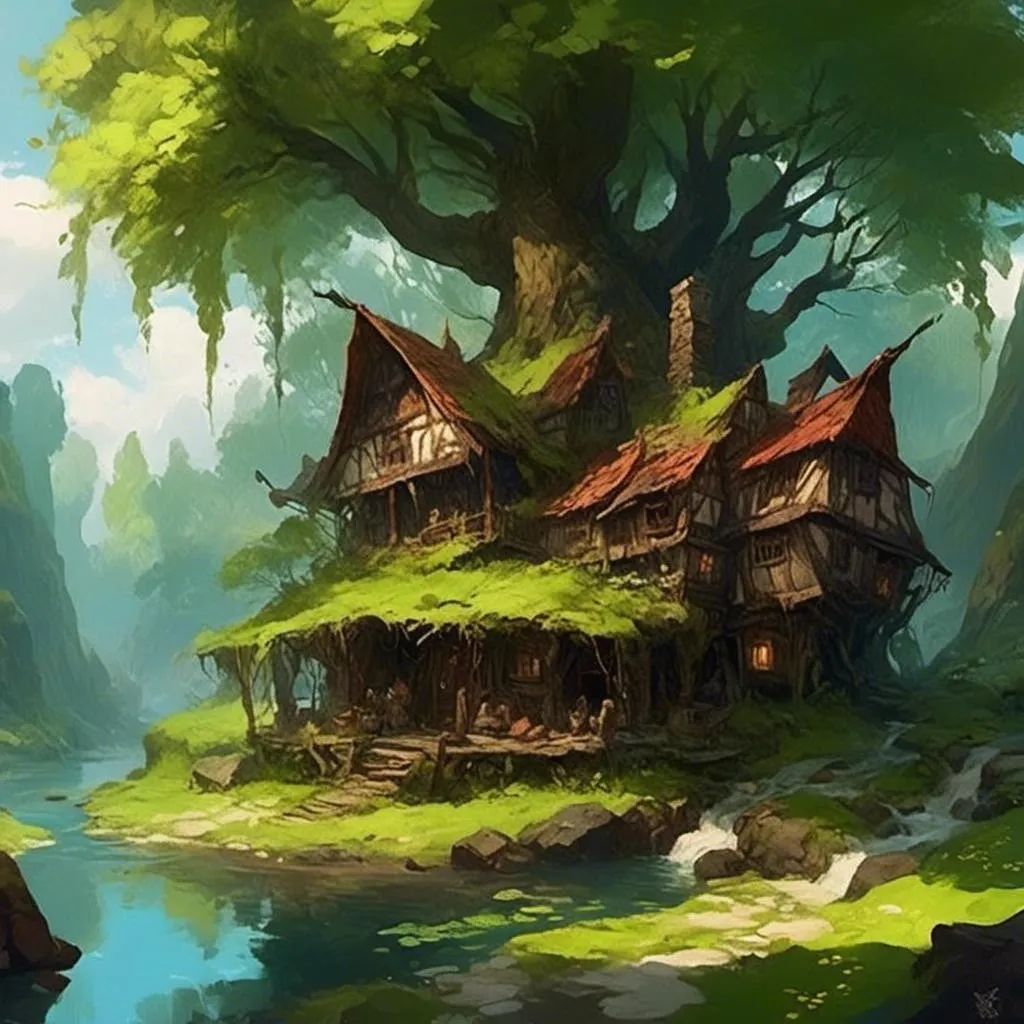 Prompt: <mymodel> A home by a river