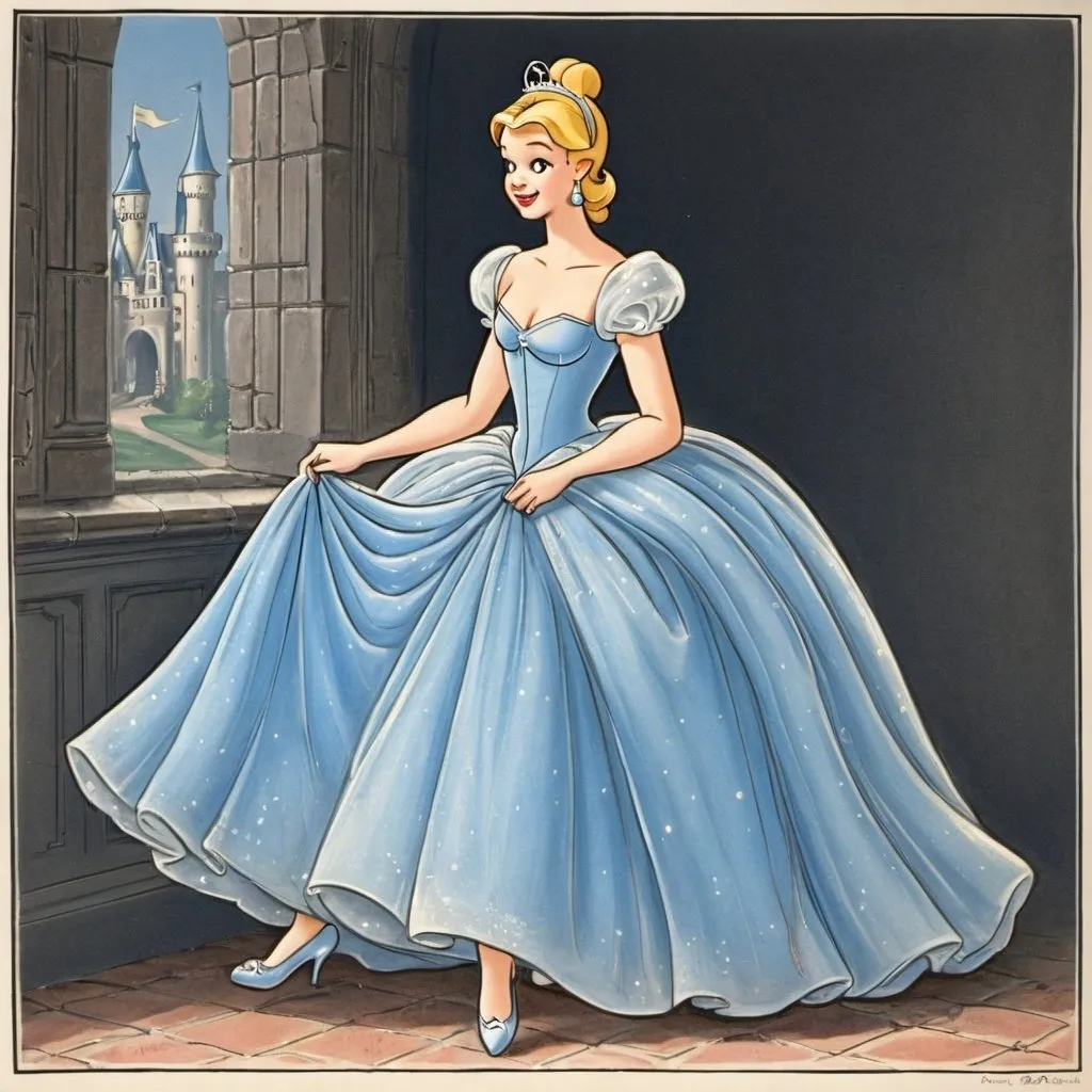 Prompt: draw "Cinderella"  from what is in the public domain