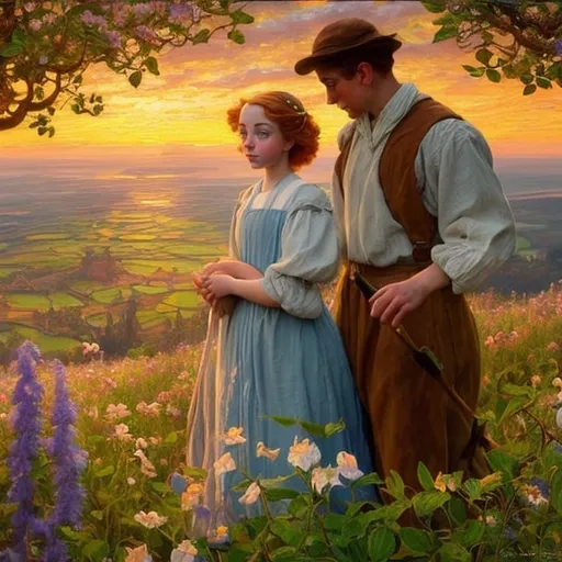 Prompt: create a UHD, 64K, professional oil painting in the style of Brothers Hildebrandt, fantasy art, depict  the fictional character Anne Shirley (by L.M. Montgomery, 1908), matte fantasy painting, a detailed matte painting