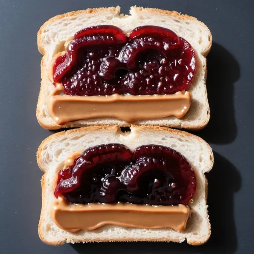 Prompt: peanut butter jelly between two slices of bread