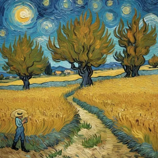 Prompt: Ozymandia 
In the style of Vincent van Gogh