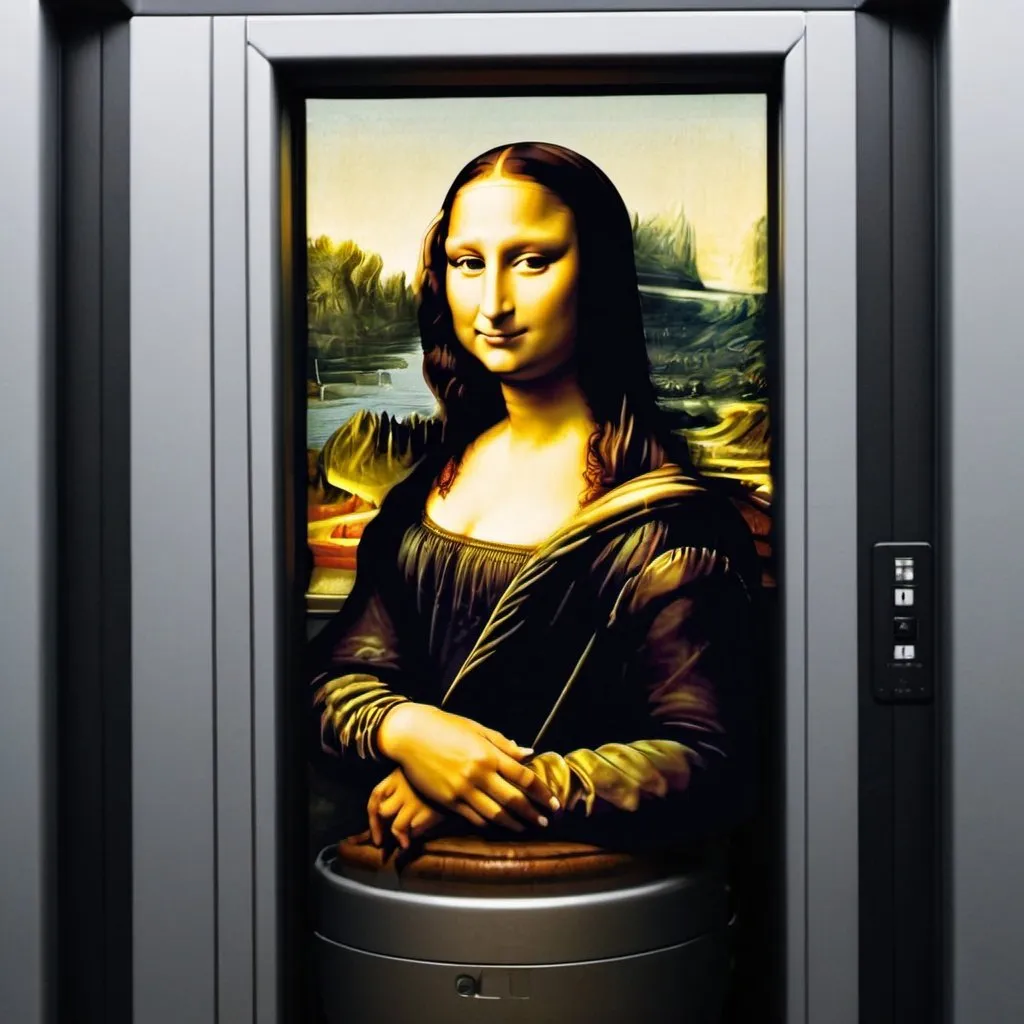 Prompt: Mona Lisa opening  the pod bay doors