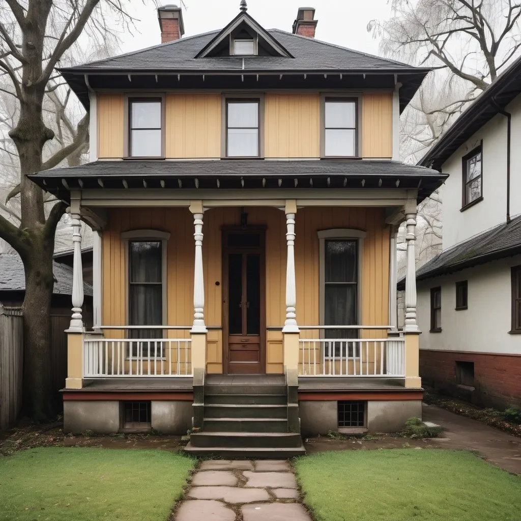 Prompt: "The modest house, with its unpainted wooden walls and sagging porch, was a humble refuge from the world outside."

James Joyce, A Portrait of the Artist as a Young Man (1916)
