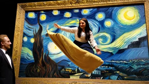 Prompt: "Mona Lisa" flying on a "magic carpet" in "The Starry Night" by Vincent van Gogh