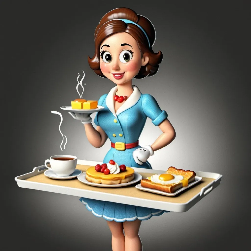 Prompt: The Lady with Breakfast on a Tray

