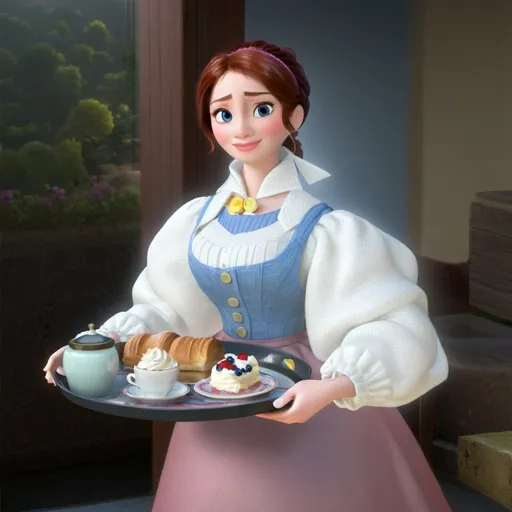 Prompt: The Lady with Breakfast on a Tray

