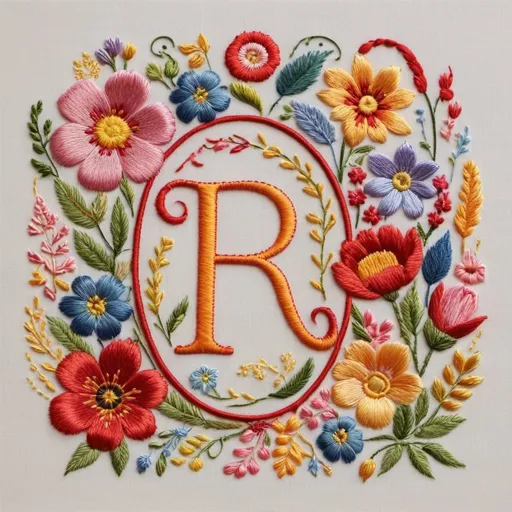 Prompt: Embroidery pattern set of the alphabet. each letter is surrounded by flowers
