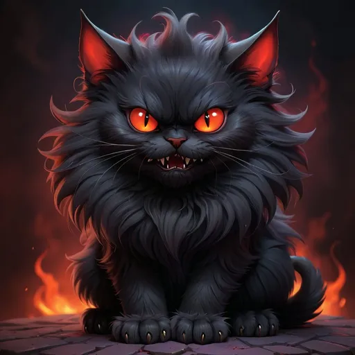 Prompt: cute evil demonic dark cat fluffy