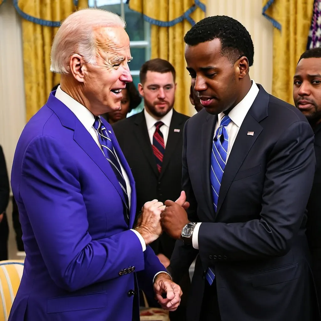 Prompt: joe biden bouncing on it crazy style on a black man named jonny

