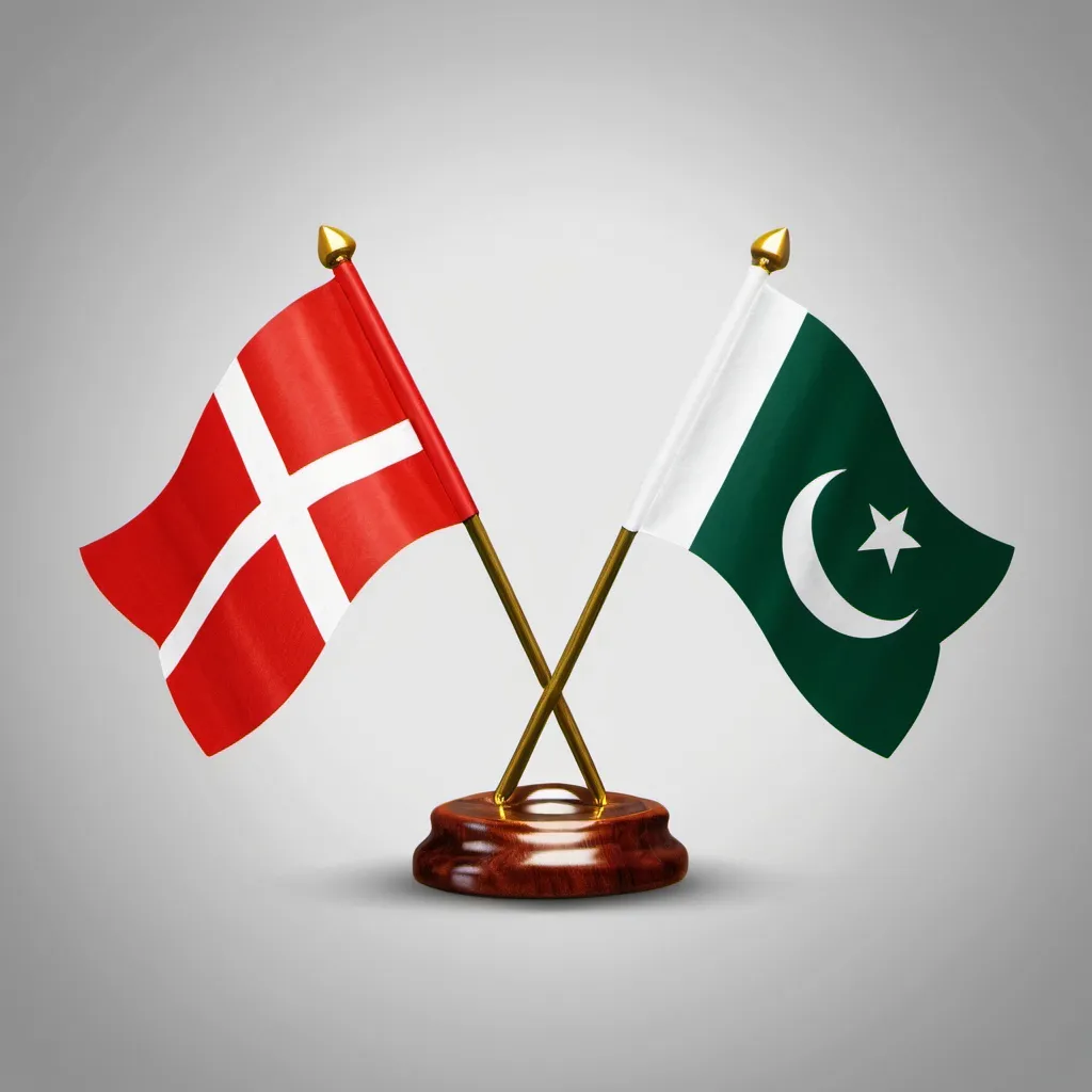 Prompt: Pakistan and denmark flag