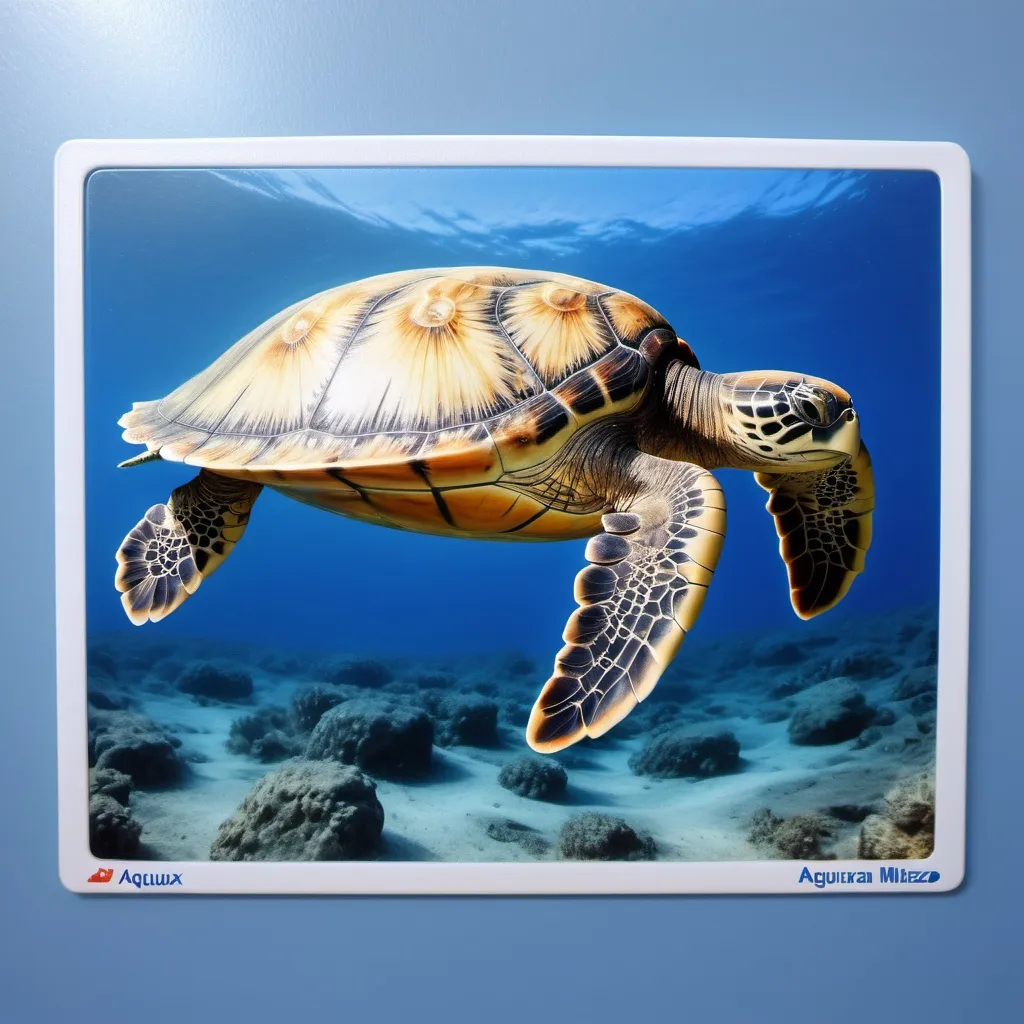 Prompt: a turtle swimming in the ocean with a blue background and a white border around it's neck and head, Aquirax Uno, plasticien, tone mapping, a jigsaw puzzle