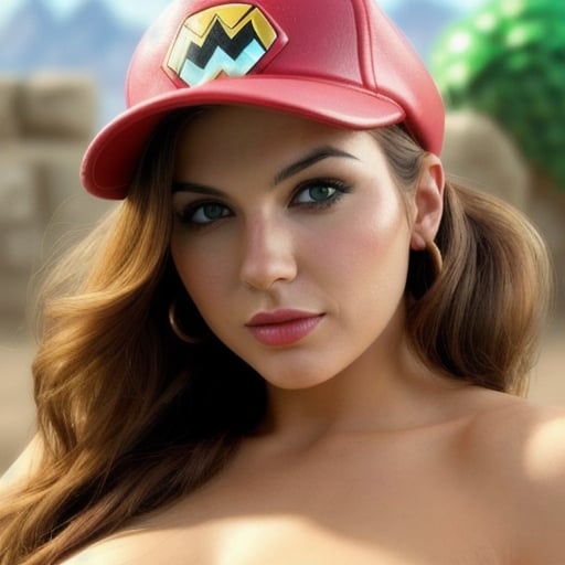 Prompt: Image of an good Looking woman looks like Super Mario 