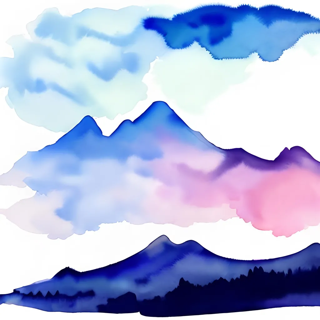 Prompt: mountain, clear sky, watercolor style