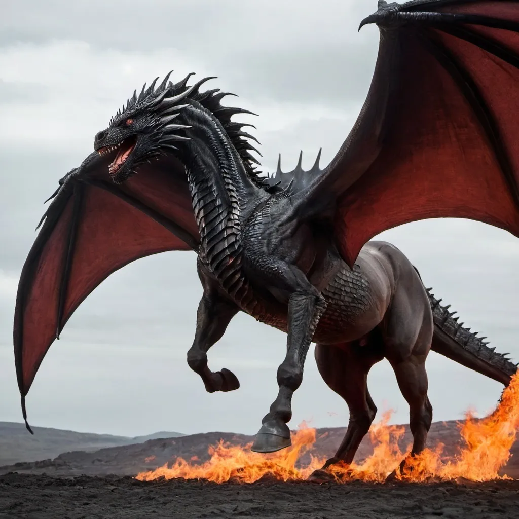 Prompt: Horse and drogon