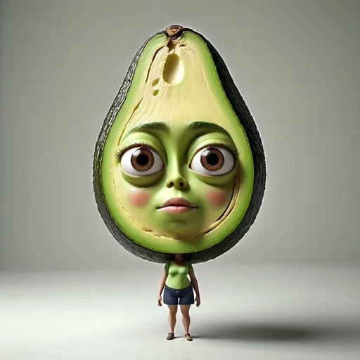 Prompt: do a avocado women with square body

