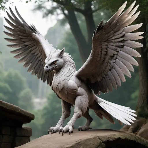 Prompt: hippogriff background facing front open wings fantasy 