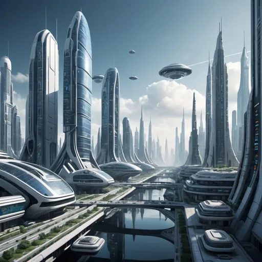 Prompt: Realistic futuristic city