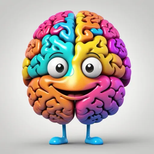 Prompt: A colorful, happy brain with a smiling face