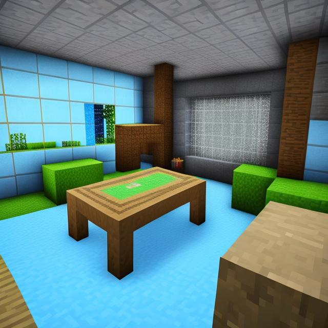 Prompt: A Minecraft cyan simple gaming room