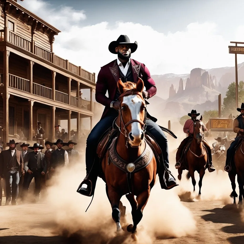 Prompt: lebron james as a cowboy, wild west, photorealistic, 4k, best quality