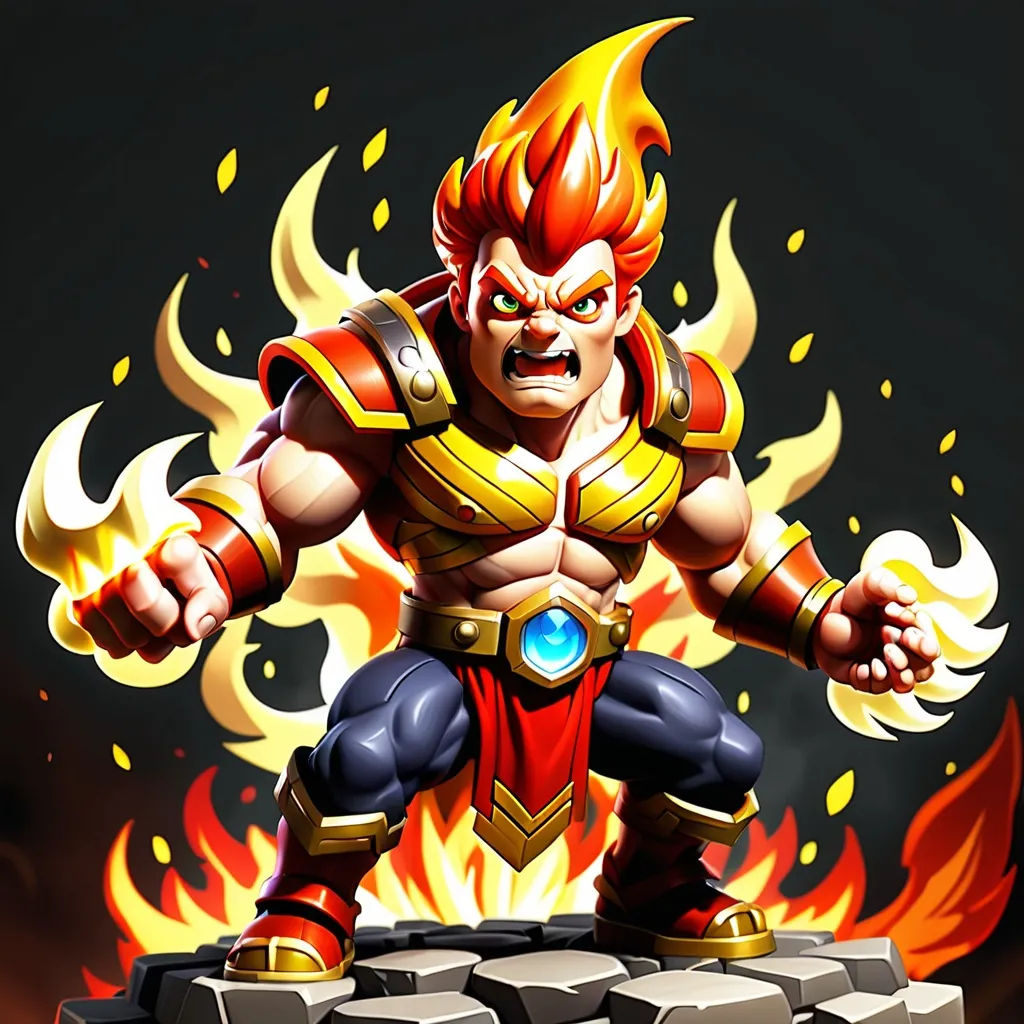 Prompt: Fire abilities hero 
Legendary power