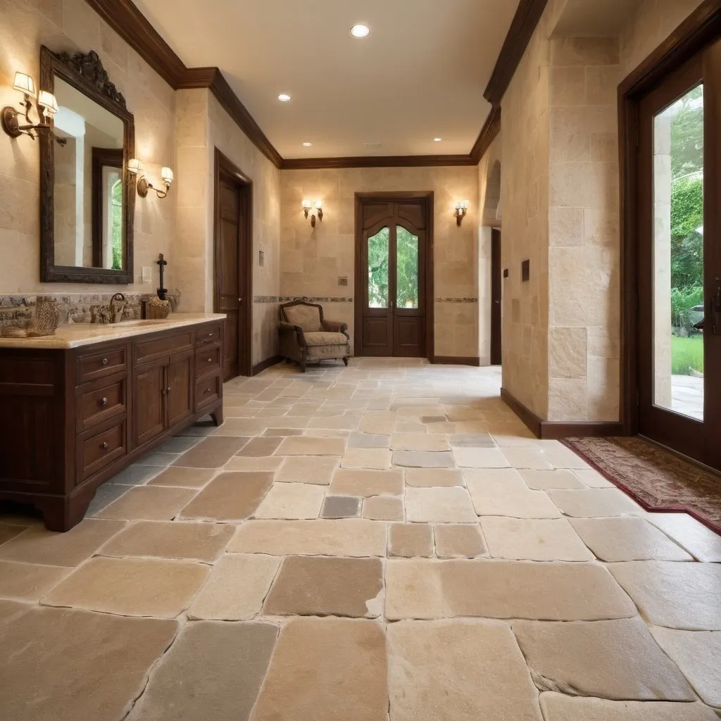 Prompt: stone floor with luxurious carpet
