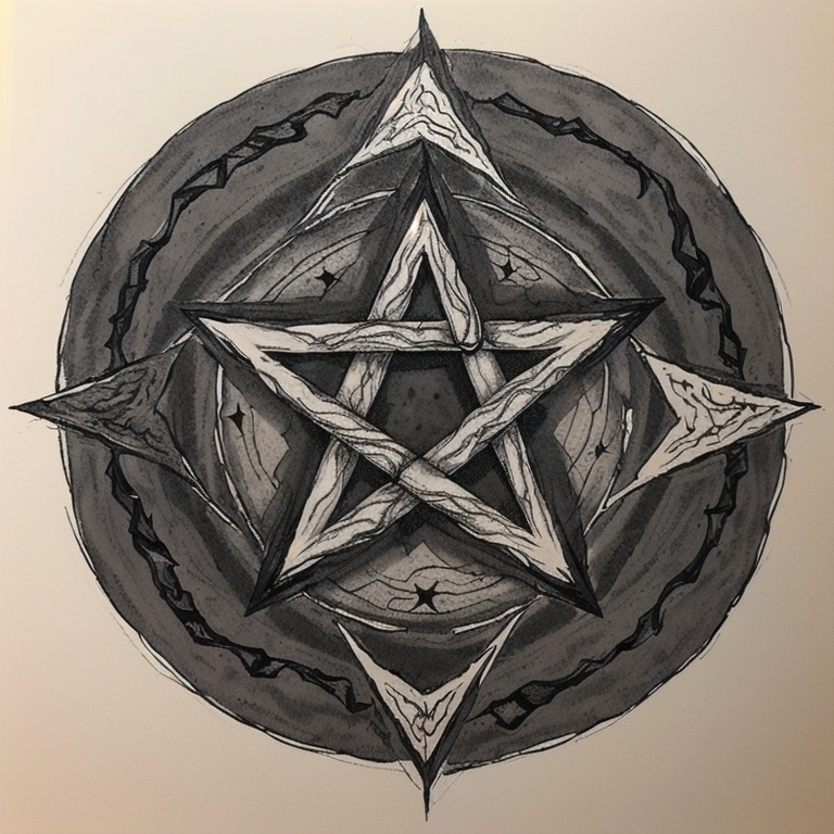 Prompt: Star in ink, add the eye of providence to the center. 