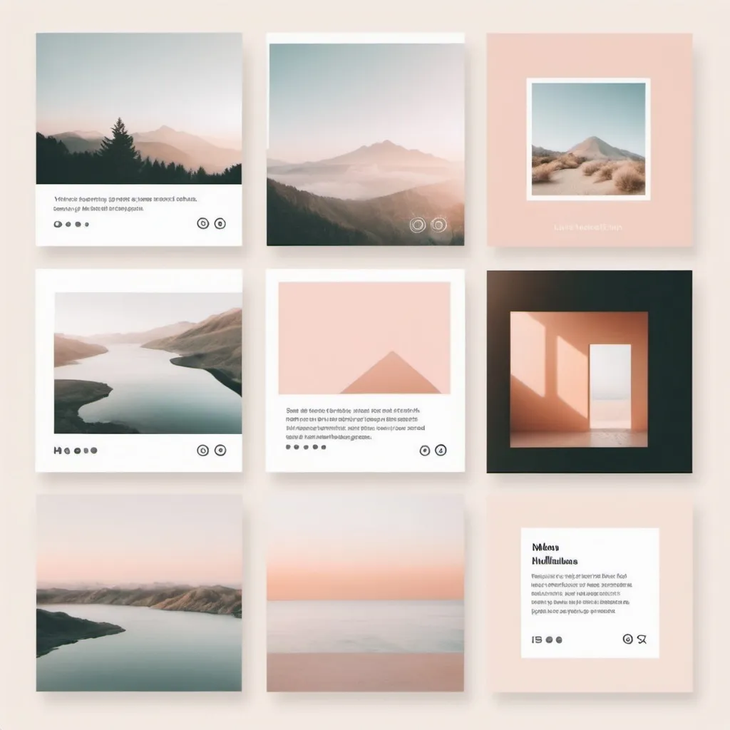 Prompt: Create a modern and minimalist Instagram post template with placeholders for images and text. The design should include a clean layout, soft pastel colors, and subtle geometric shapes.