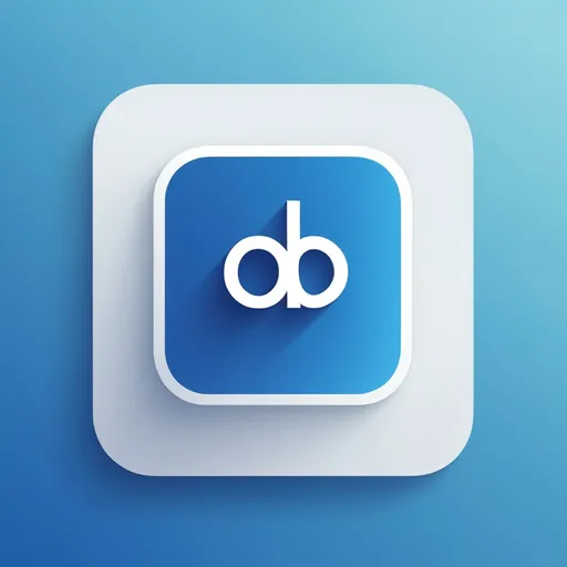 Prompt: OB , app icon. Logo in square with rounded corners on blue background. illustration.