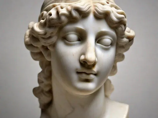 Prompt: marble sculpture Venus head and shoulders serene face.hellenistic 1st century AD,soft lighting