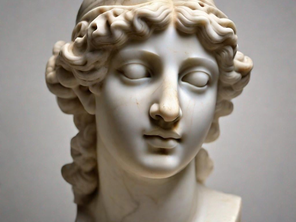 Prompt: marble sculpture Venus head and shoulders serene face.hellenistic 1st century AD,soft lighting