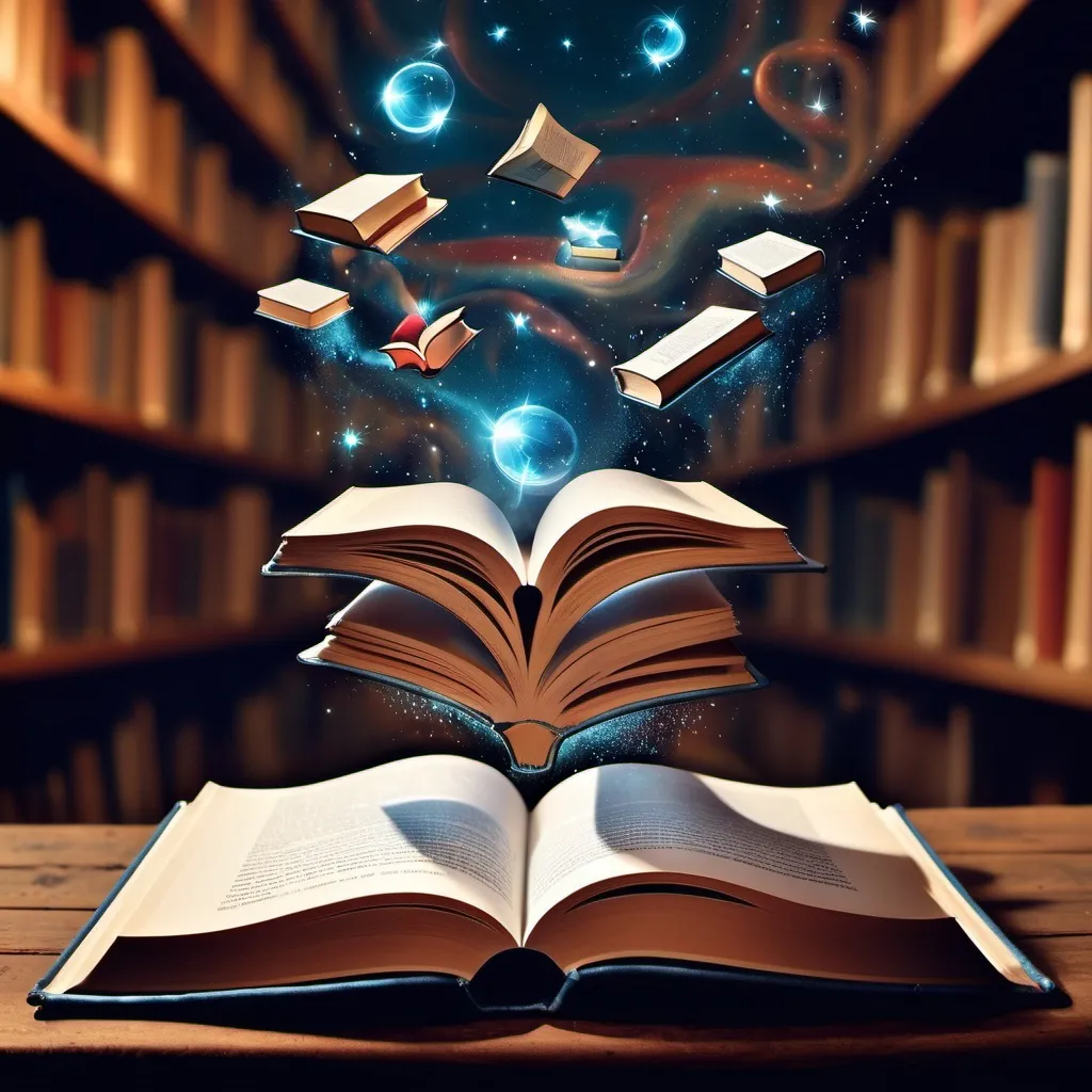 Prompt: books floating with magic