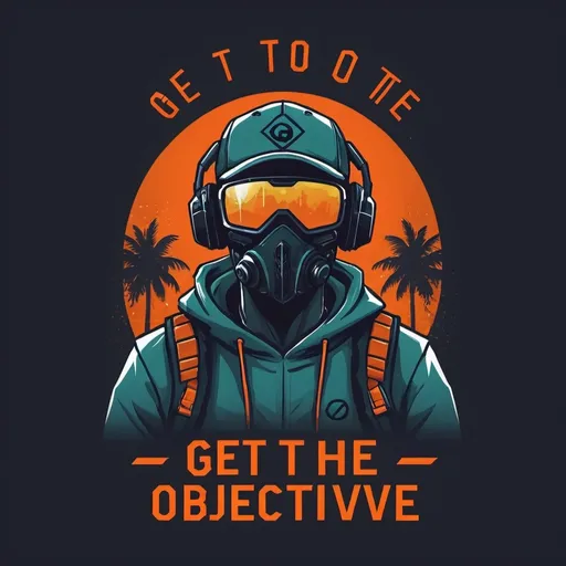 Prompt: image for gaming clothing brand that say," Get to the objective".