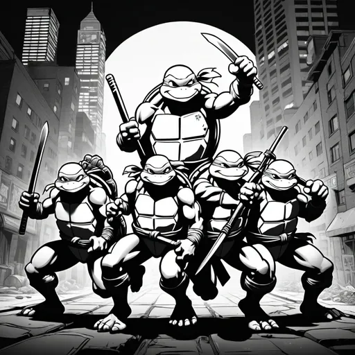 Prompt: teenage mutant ninja turtle coloring sheet
