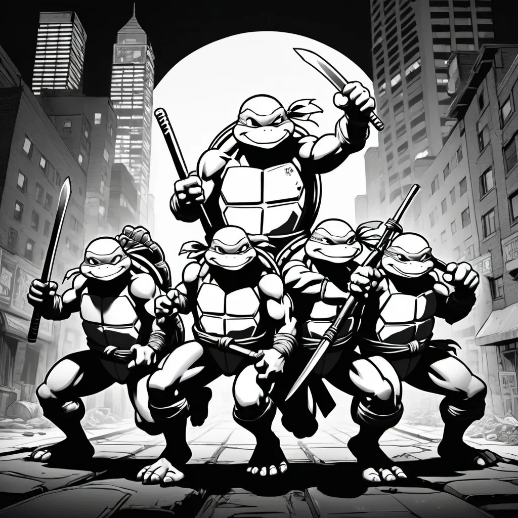 Prompt: teenage mutant ninja turtle coloring sheet
