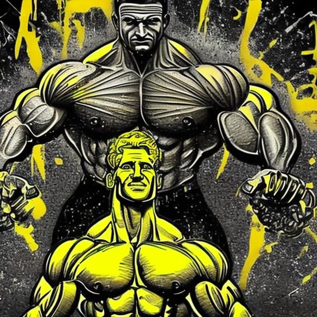 Prompt: Future scope of making body in which there is a text written in the image as How to Become Successful In Bodybuilding || Best 5 Scopes Of Bodybuilding in which there is the yellow man showing body with the text with the Balck and awesome background 