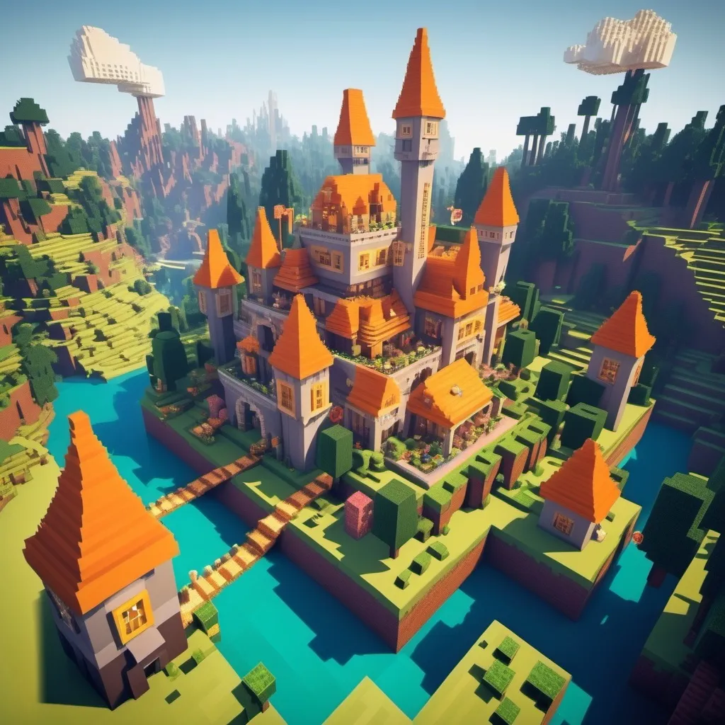 Prompt: Create a fairy tale world, everything is made from burgers, style is Minecraft